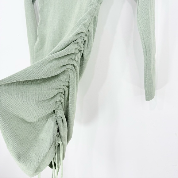 Lioness Military Minds Light Green Ruched Tie Side Ling Sleeve Stretch Dress NEW - Picture 9 of 16